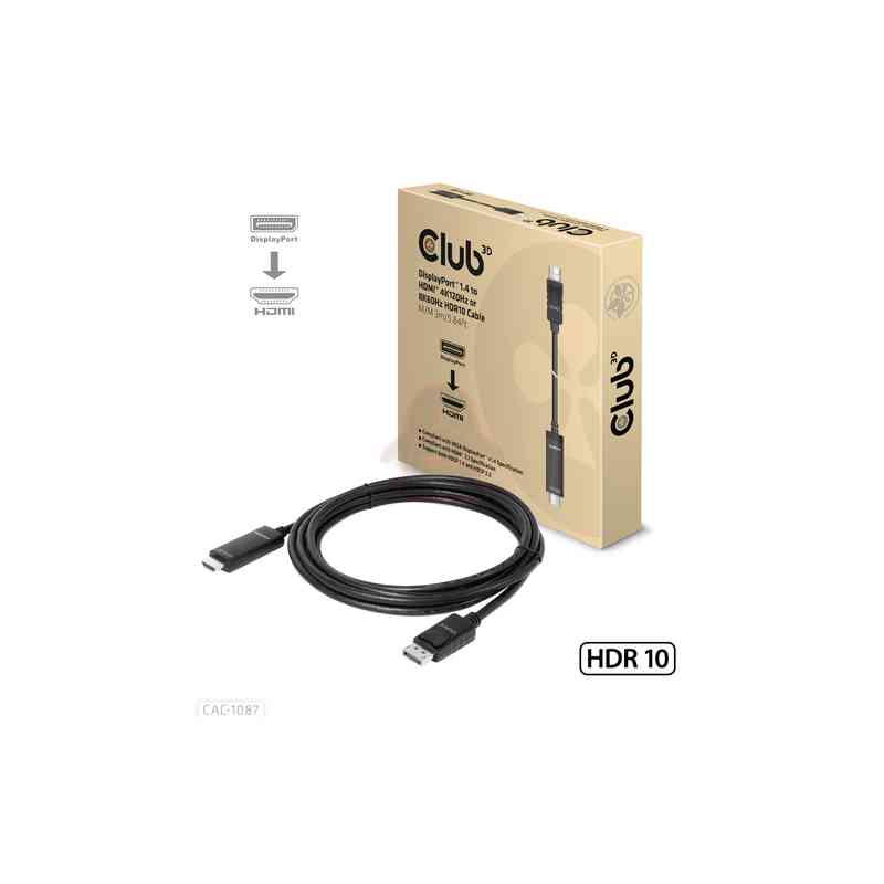 CLUB3D CAC-1087 cavo e adattatore video 3 m DisplayPort HDMI Nero