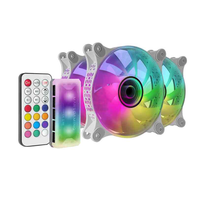 Mars Gaming MF3DKITW sistema di raffreddamento per computer Case per computer Ventilatore 12 cm Bianco 3 pz
