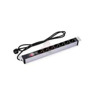 VALUE PRESA PDU A 7 VIE, 45, 19" 1UH, 45, CON PROTEZIONE DA SOVRACCARICO, 2M