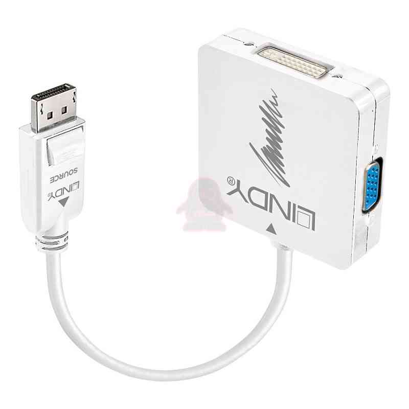 Lindy 41028 cavo e adattatore video DisplayPort DVI-D + VGA (D-Sub) + HDMI Nero