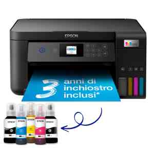 Epson EcoTank ET-2850 stampante multifunzione inkjet 3-in-1 A4, serbatoi ricaricabili alta capacità, 5 flaconi inclusi pari a 14000pag B/N 5200pag colore, Wi-FI Direct, USB