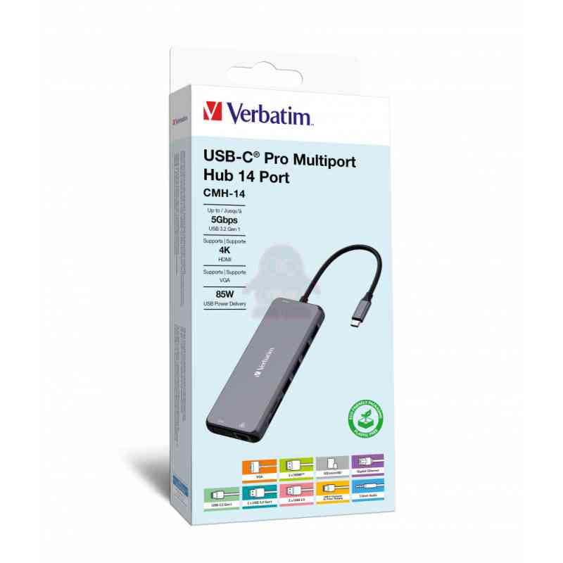 Verbatim CMH-14 USB tipo-C 5000 Mbit/s Argento