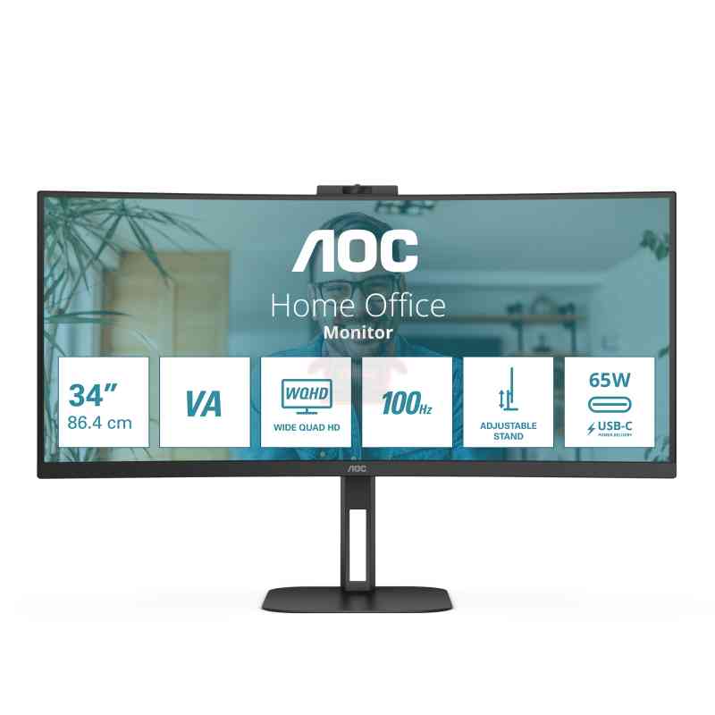 AOC V5 CU34V5CW LED display 86,4 cm (34") 3440 x 1440 Pixel Wide Quad HD Nero