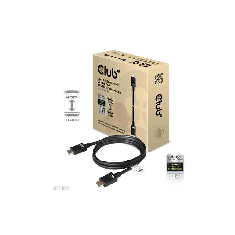 CLUB3D Ultra High Speed HDMI 4K120Hz, 8K60Hz Certified Cable 48Gbps M/M 2 m / 6.56 ft