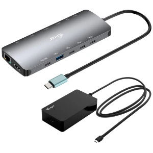 i-tec Metal USB-C Nano 3x Display Dock, 2x HDMI 1x USB-C video with Power Delivery 140W + Universal Charger 140 W