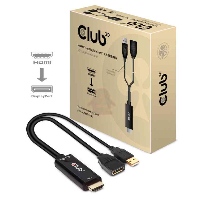 CLUB3D HDMI 2.0 TO DISPLAYPORT 1.2 4K60HZ HDR M/F ACTIVE ADAPTER Nero