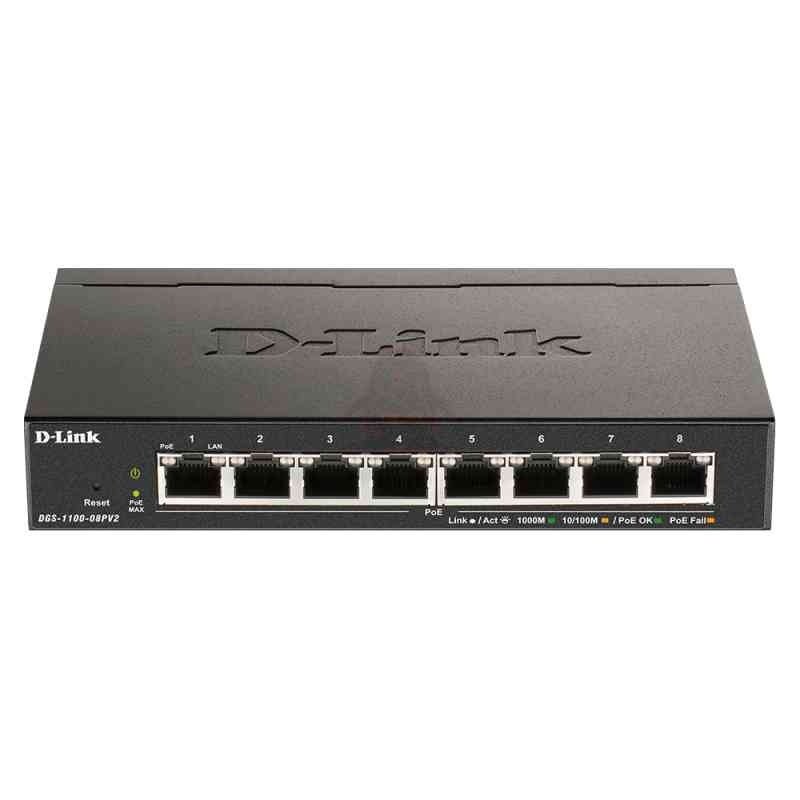 D-Link DGS-1100-08PV2/B switch di rete Gestito L2/L3 Gigabit Ethernet (10/100/1000) Supporto Power over Ethernet (PoE) Nero