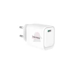 VULTECH CARICATORE ADATTATORE UNIVERSALE, 1 X TYPE-C PD30W GAN PPS 33W, BIANCO COMPATTO