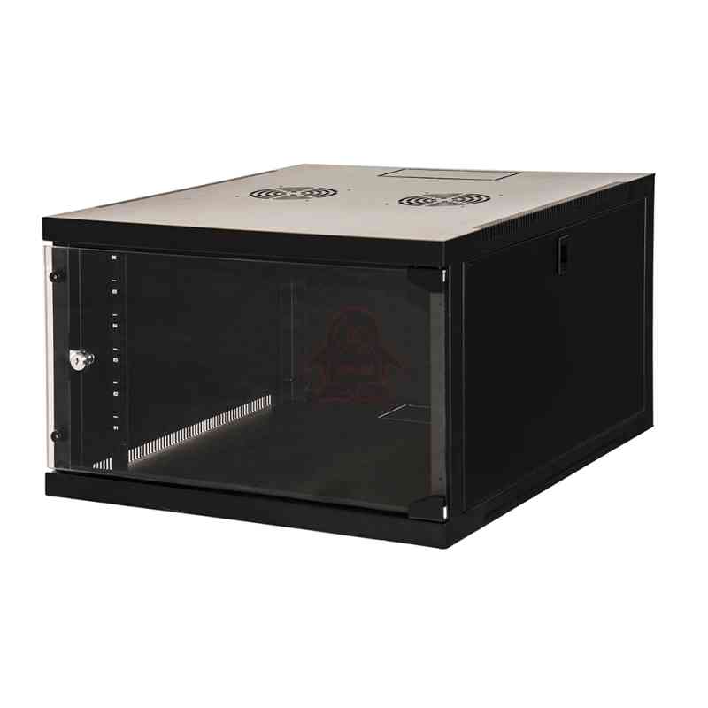 LINK ARMADIO RACK 19" 6 UNITA DA MURO (A)350X (L)540 X PROFONDITA 600 MM. COLORE NERO PORTA VETRO