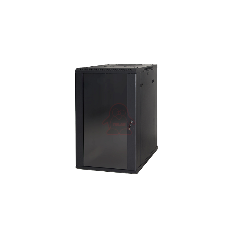 LINK ARMADIO RACK 19" 18 UNITA DA MURO (A)900 (L)600 X PROFONDITA 600 MM. COLORE NERO PORTA VETRO