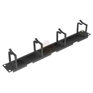 LINK LISTELLO GUIDACAVI, ARMADI 19" 4 ANELLI, FORO PASSAGGIO CAVI E SPAZ ANTIPOLVERE NERO METALLO