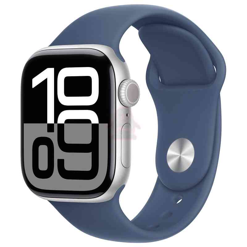 APPLE WATCH SERIES 10 GPS + CELLULAR 42MM SILVER ALUMINIUM CASE WITH DENIM SPORT BAND - S/M