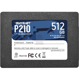 PATRIOT SSD INTERNO P210 512GB 2,5 SATA 6GB/S R/W 530/430