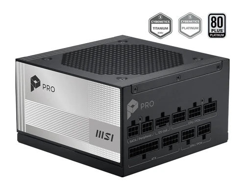 MSI ALIMENTATORE PRO A1000PL PCIE5, EU, BLACK EMBOSSED CABLE , 1000W, FULL -MODULAR , PLATINUM
