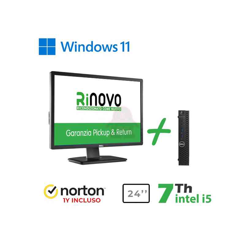 RINOVO DELL MINI PC REFURBISHED OPTIPLEX 3050-7050M RN45534311 I5-7X00 16GB SSD 512GB W11P + NORTON