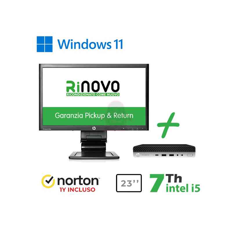RINOVO HP ULTRA MINI PC REFURBISHED DM 600-800 G3 RN65532311 I5-7X00 16GB SSD 256GB W11P NORTON 1Y