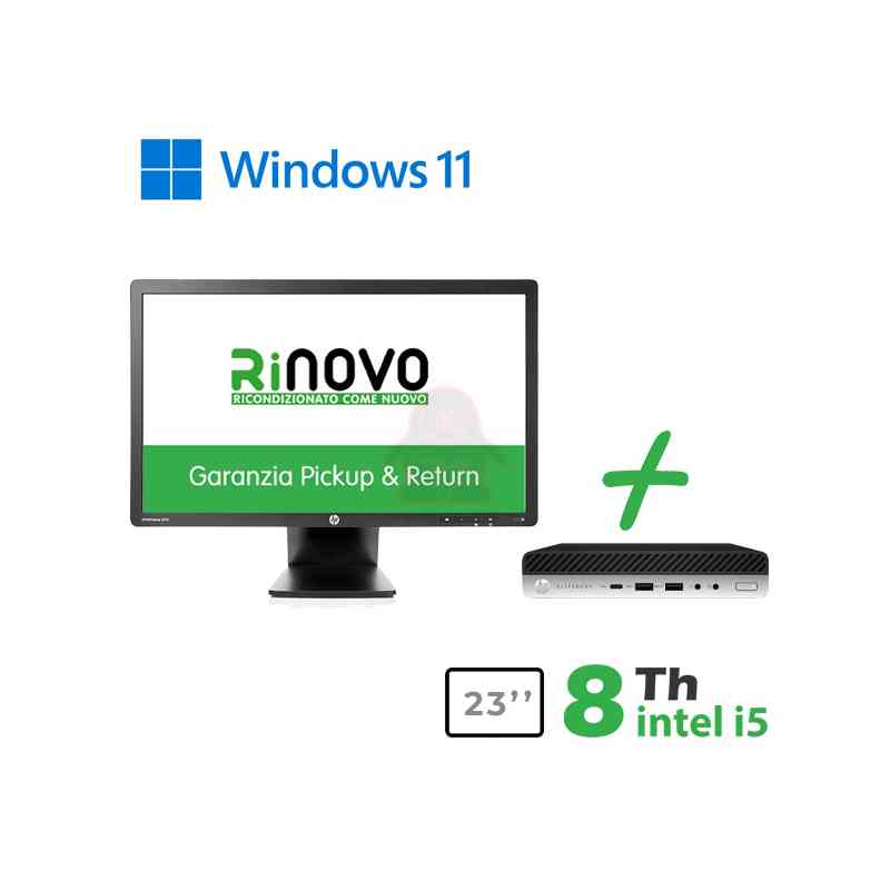 RINOVO ULTRA MINI PC DM HP 600-800 G4/G5 I5-8X00T 8GB 256SSD W11P RN65522115 + MONITOR HP 23" RNE23I