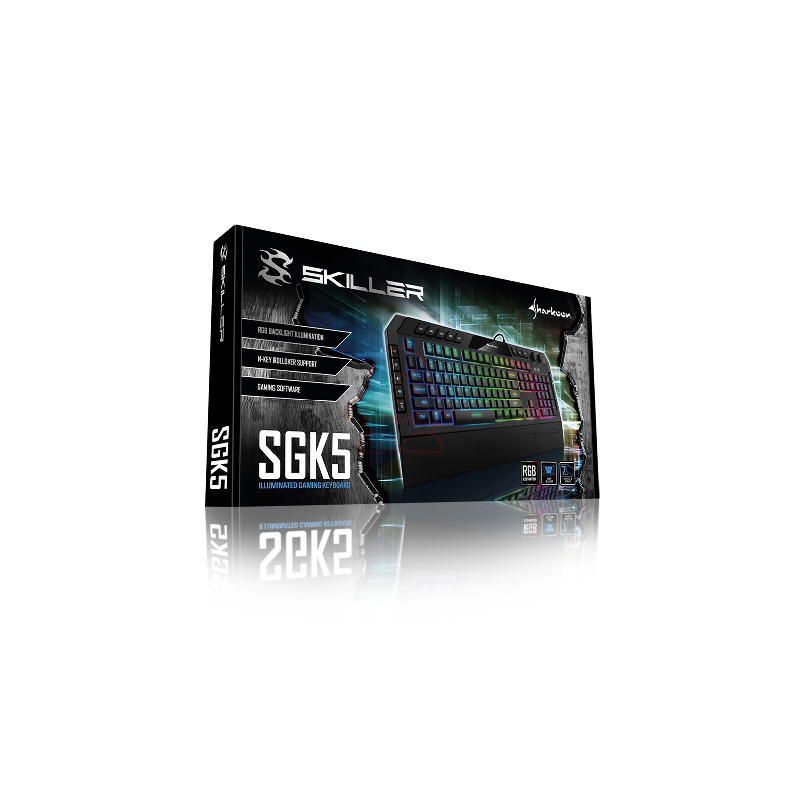 SHARKOON TASTIERA GAMING A MEMBRANA SKILLER SGK5 6 ZONE RGB, POGGIAPOLSI REMOVIBILE