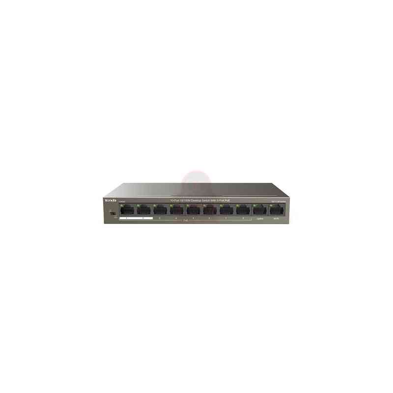 TENDA SWITCH 10 PORTE 10/100 POE (8 PORTE DATI/ALIMENTAZIONE+2 PORTE DATI), 63W