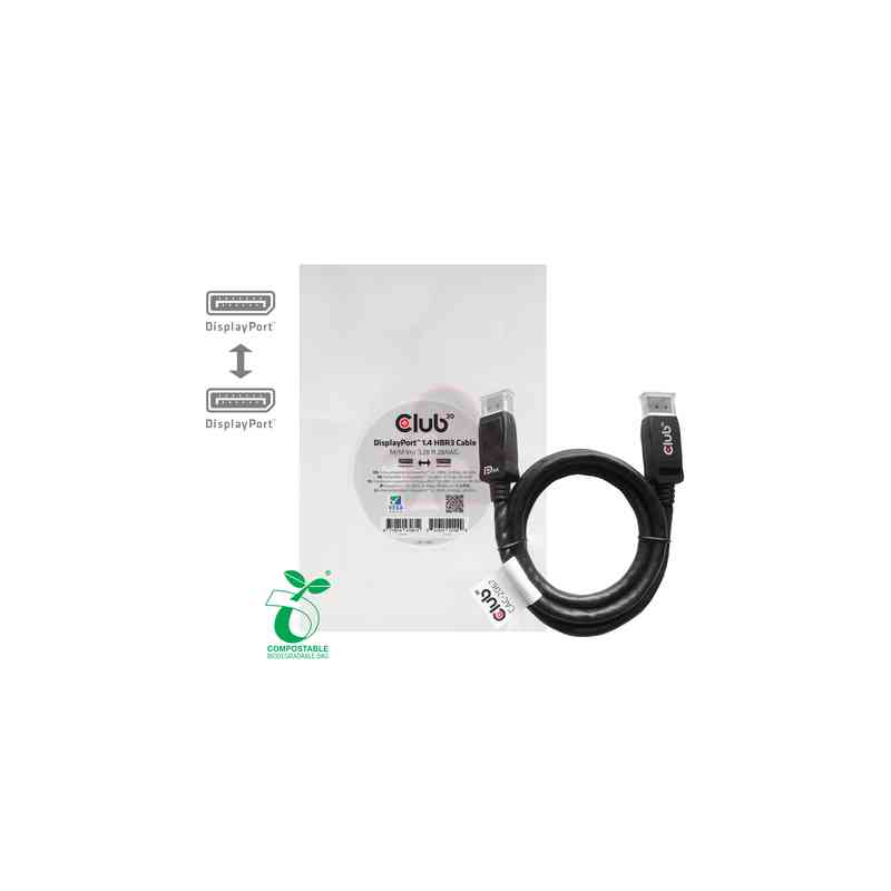CLUB3D DisplayPort 1.4 HBR3 Cable 1m/3.28ft Male/Male 8K60Hz