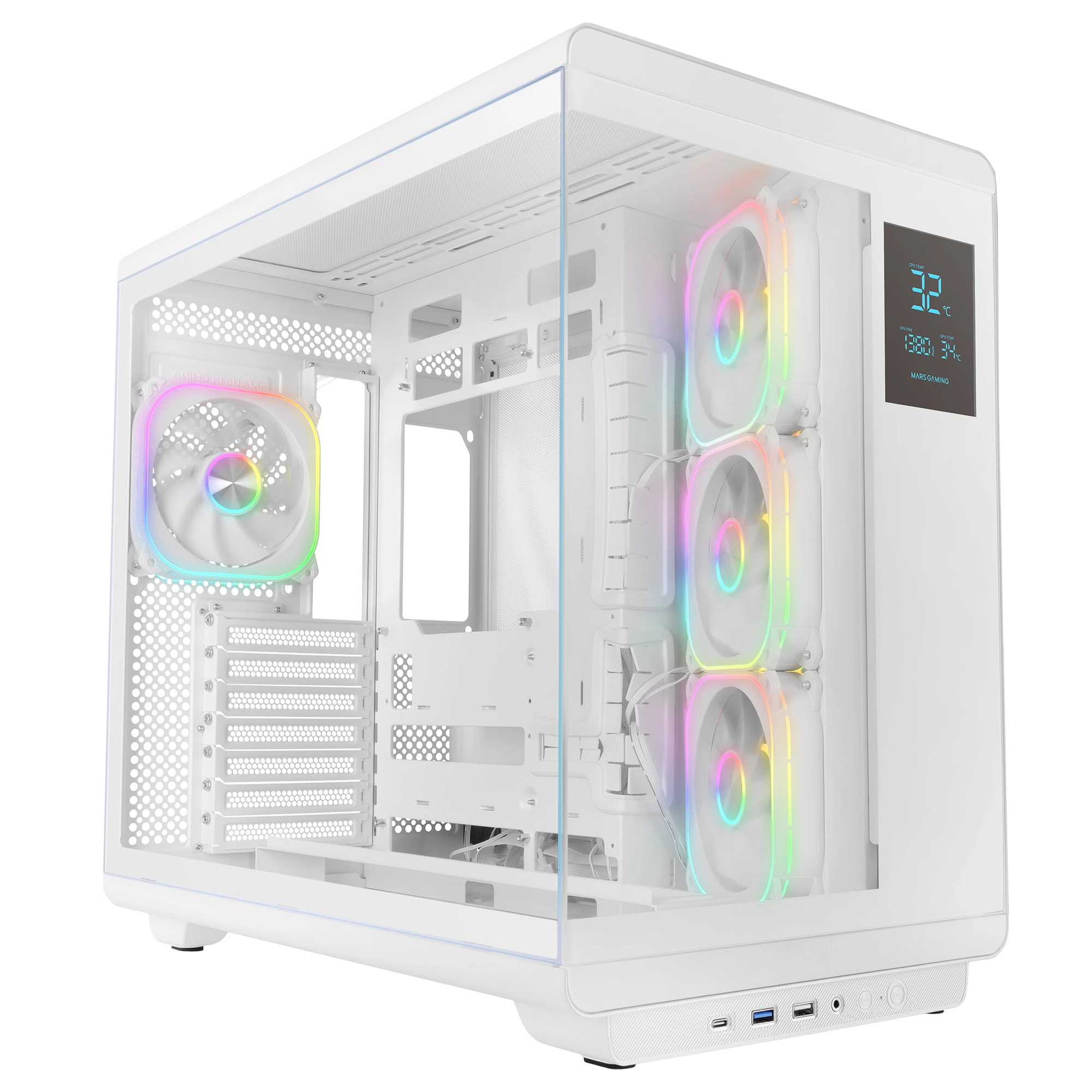 Mars Gaming MCREVPROW computer case Midi Tower Bianco
